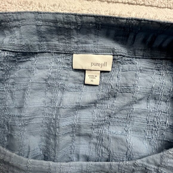 J.Jill Pure Jill Womens Boat Neck Textured Oversized Top 3/4 Sleeve Size XL Blue - Picture 3 of 8